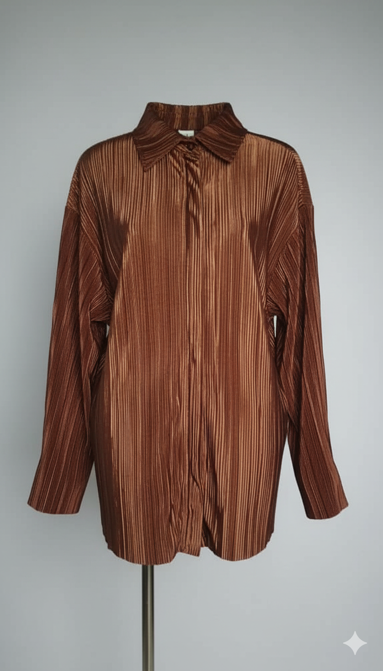 Chocolate Plisse Oversized Shirt