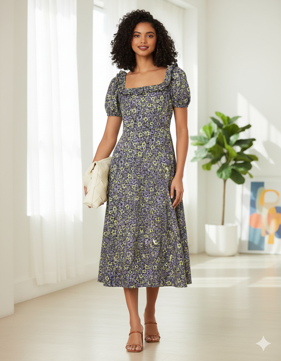 Milk Maid Floral Dress