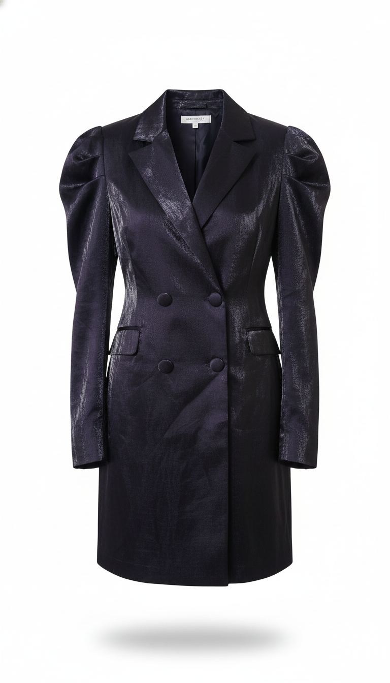 Glamorous Double Breasted Puff Sleeve Blazer Dress Black