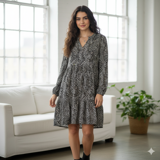 Mono Tiered Shift Dress