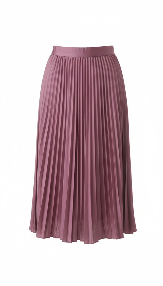 Satin Pleated Midi Skirt