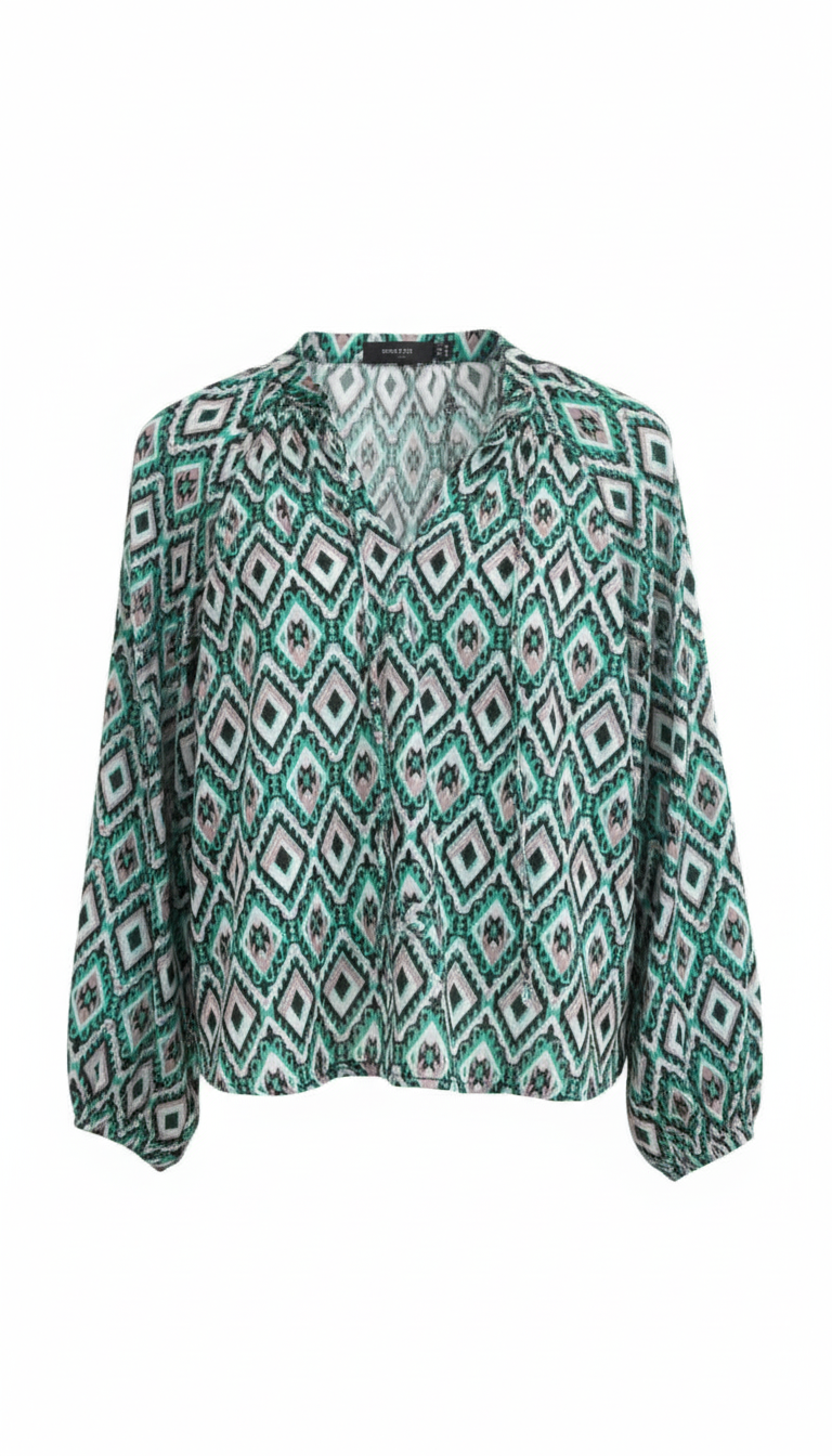 Green Deco Longsleeve Blouse