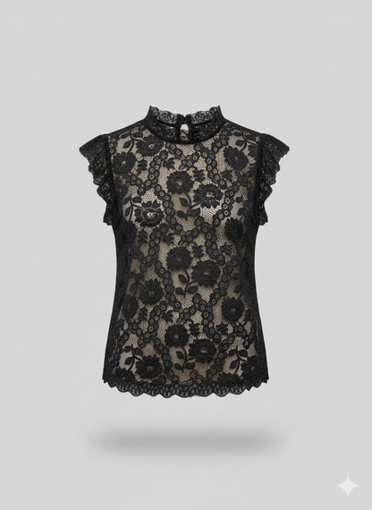 Floral Black Lace Top