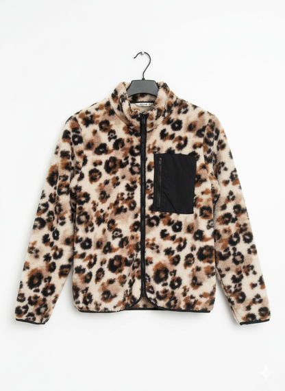Leopard Print Teddy Fleece Jacket