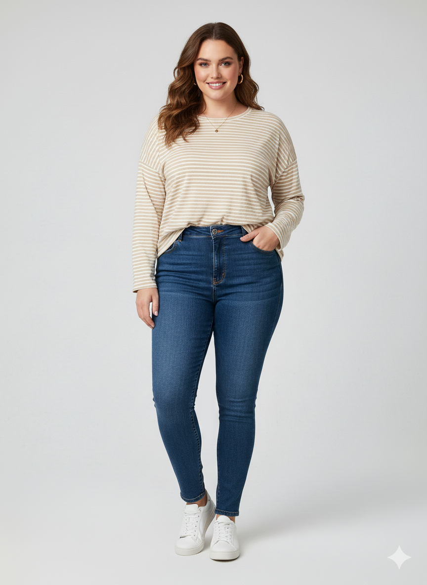 Biege Stripe Longsleeve Top