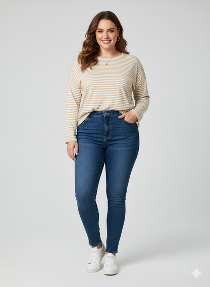 Biege Stripe Longsleeve Top