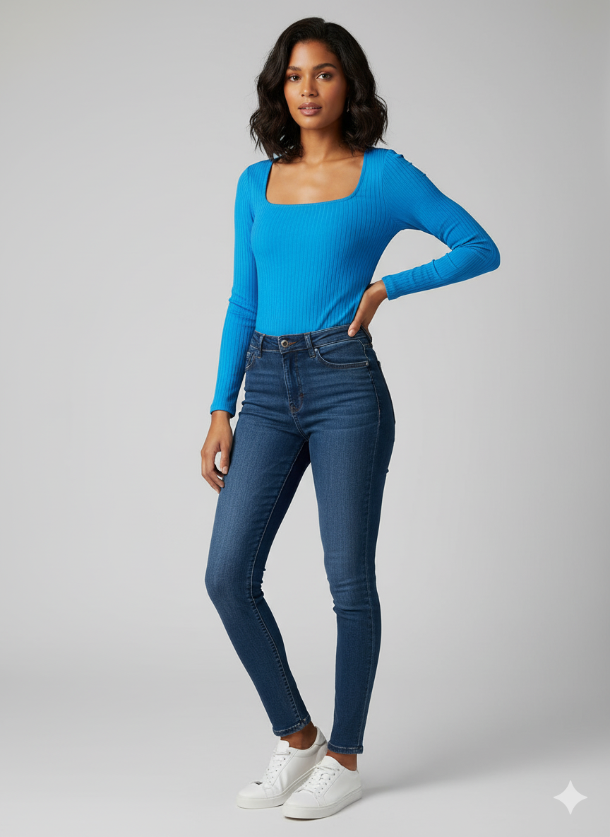 Blue Longsleeve Bodysuit