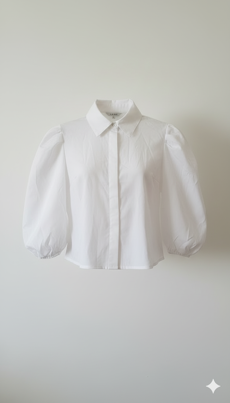 Bubble Sleeve Shirt White