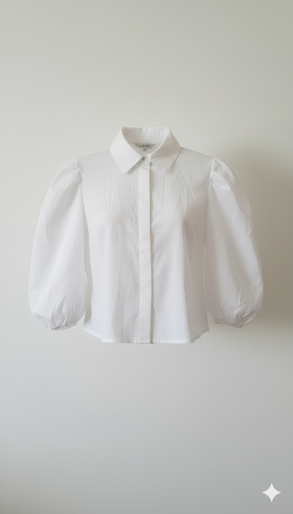 Bubble Sleeve Shirt White
