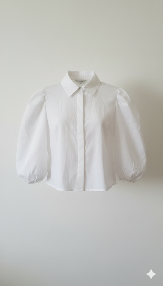 Bubble Sleeve Shirt White