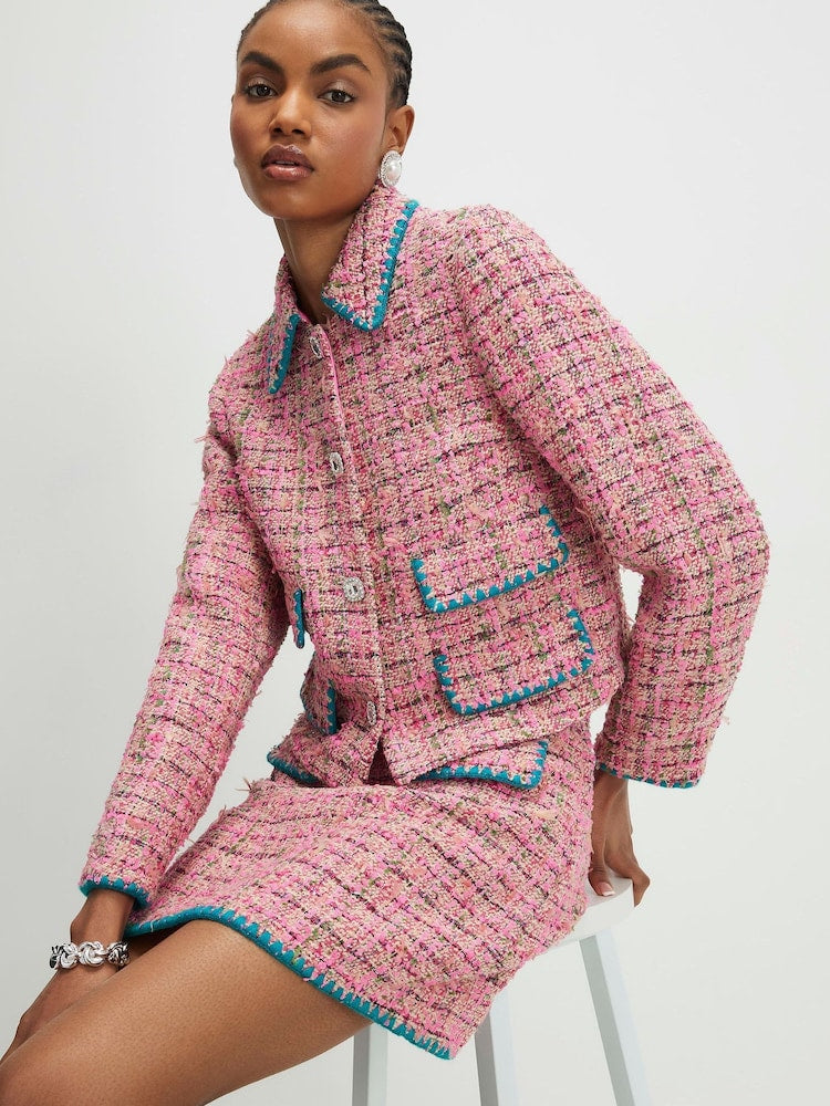Pink Whipstitch Boucle Trophy Jacket
