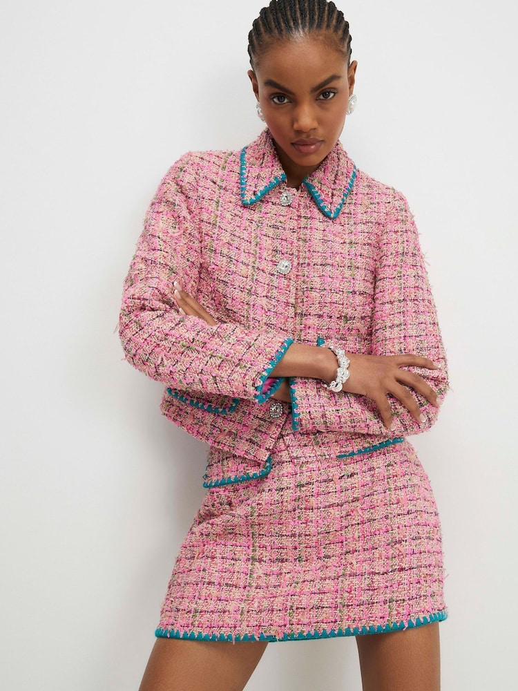 Pink Whipstitch Boucle Trophy Jacket
