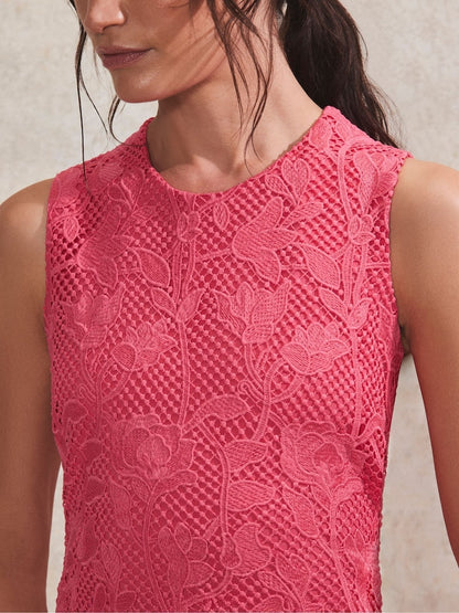 Pink Lace Column Dress