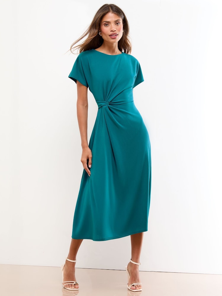 Lipsy Teal Blue Knot Side Midi Dress