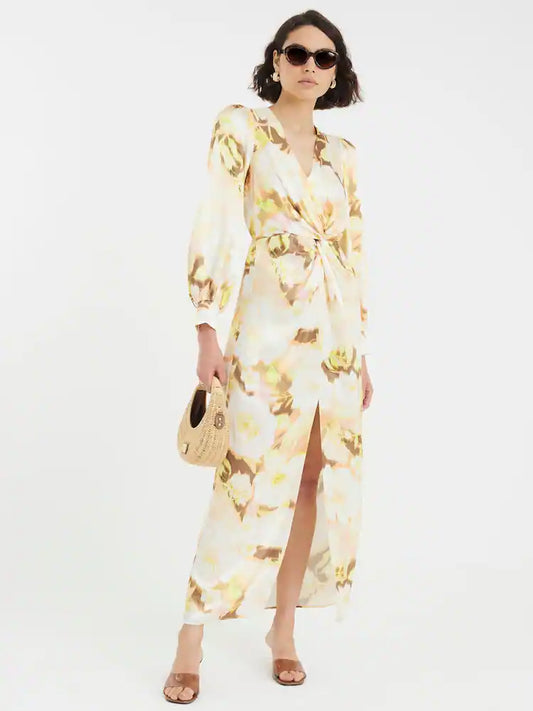 River Island Cream Twist Front Maxi Dress