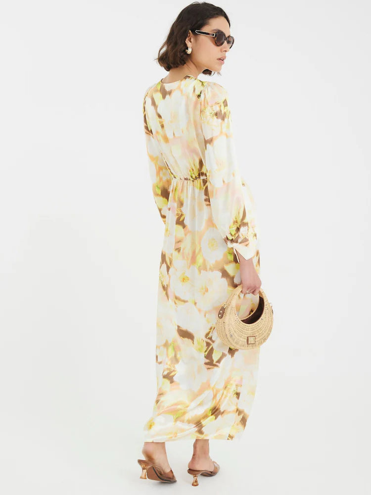 River Island Cream Twist Front Maxi Dress