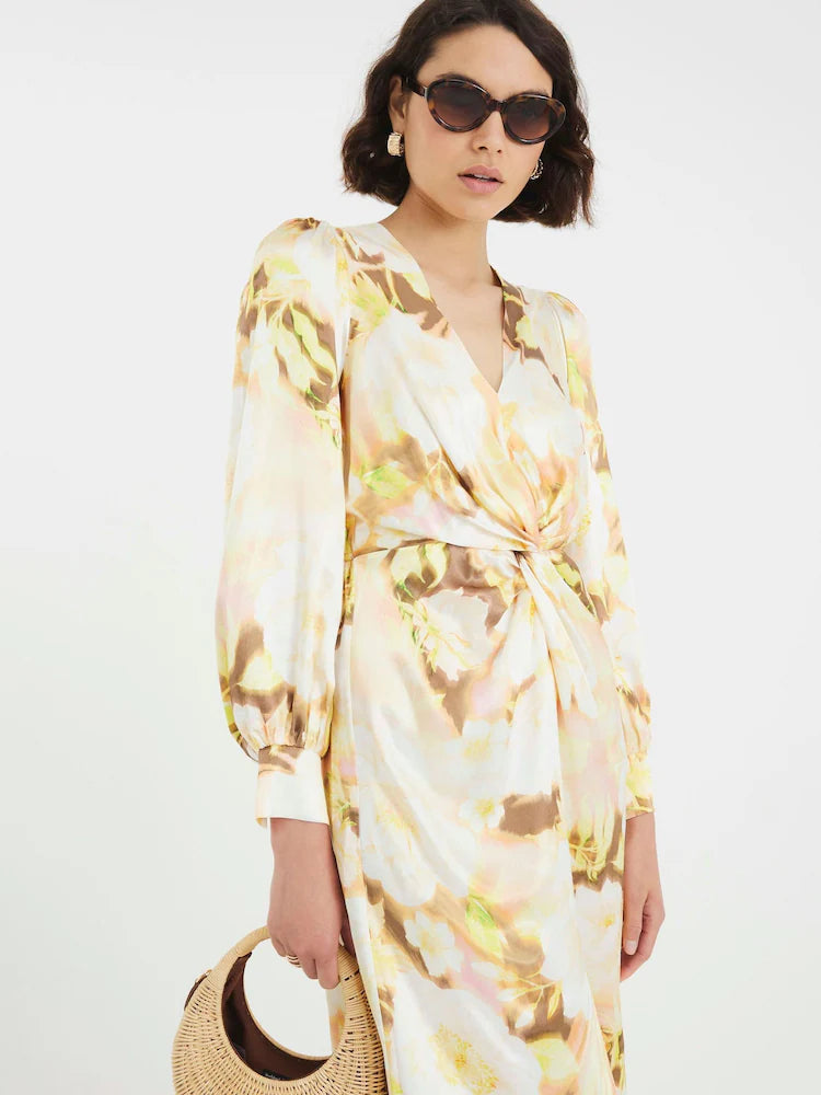 River Island Cream Twist Front Maxi Dress