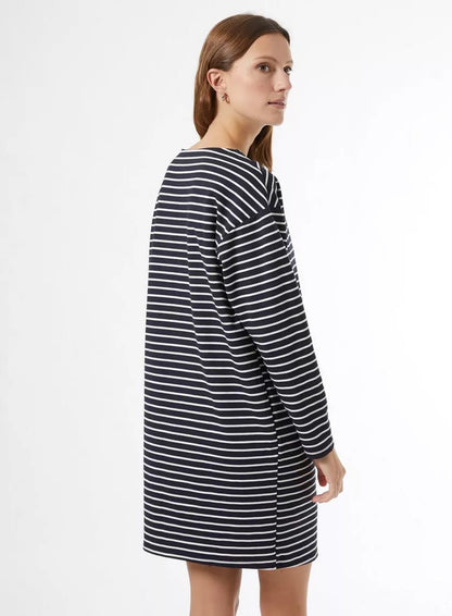 Blue Striped Cocoon Shift Dress