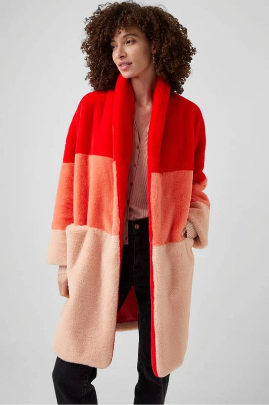 IZO Color Block Faux Fur Jacket