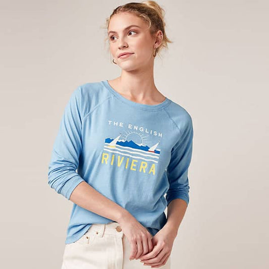 Blue Riviera Graphic Raglan Long Sleeve Top