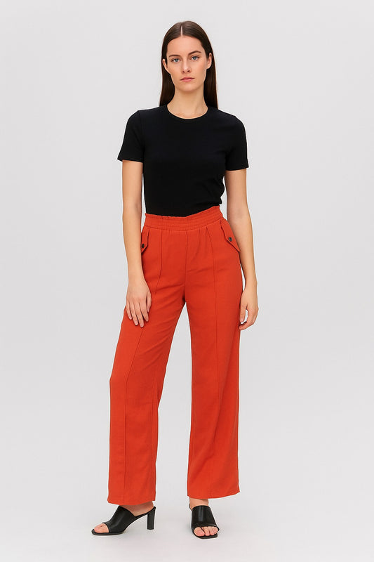 Coral Wide-Leg Casual Trousers