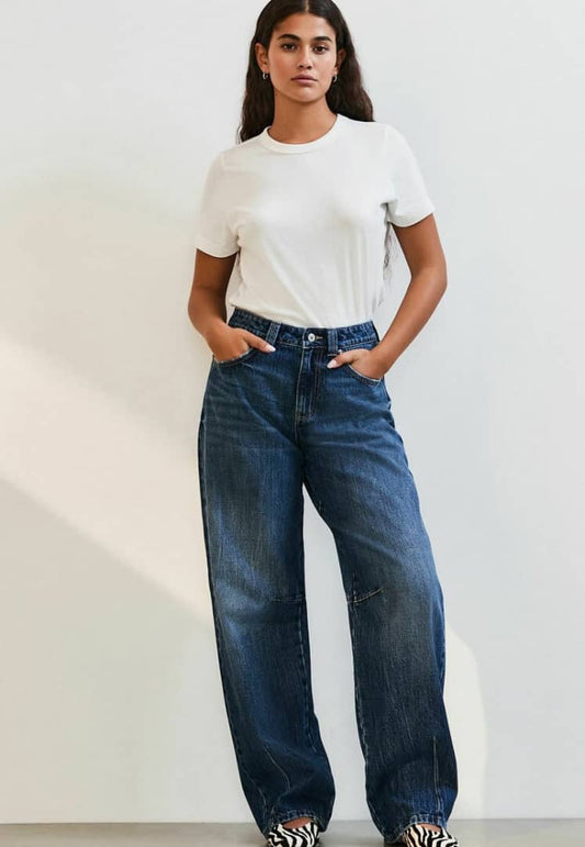 Bleach Darted Knee Barrel 100% Cotton Jeans