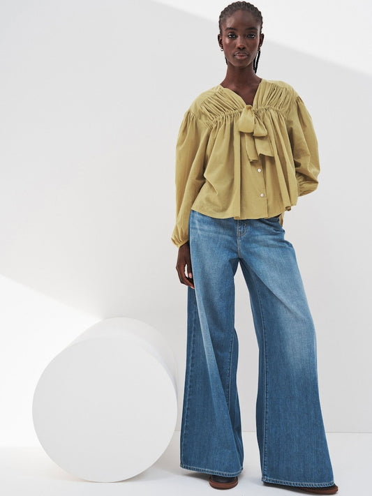 Denim Dark Blue 100% Cotton Palazzo Wide Leg Jeans