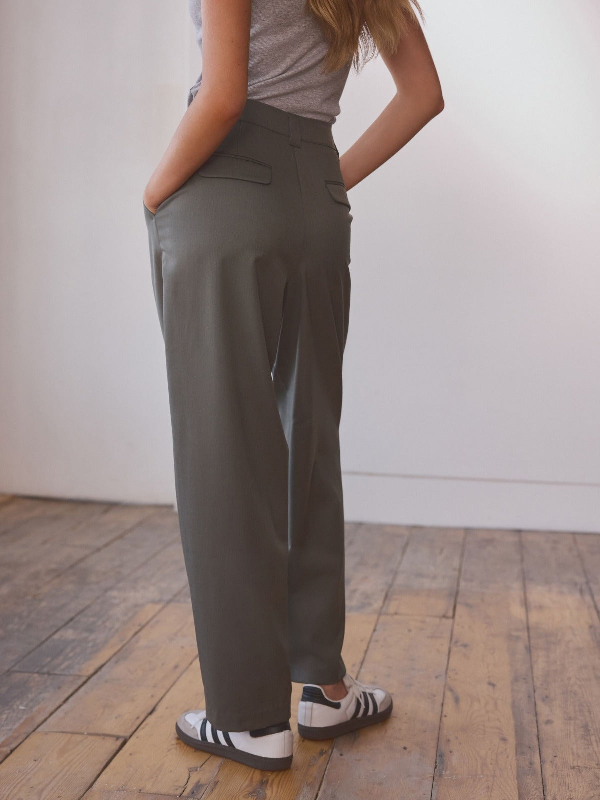 Olive Green Premium Wool Rich Tapered Trousers