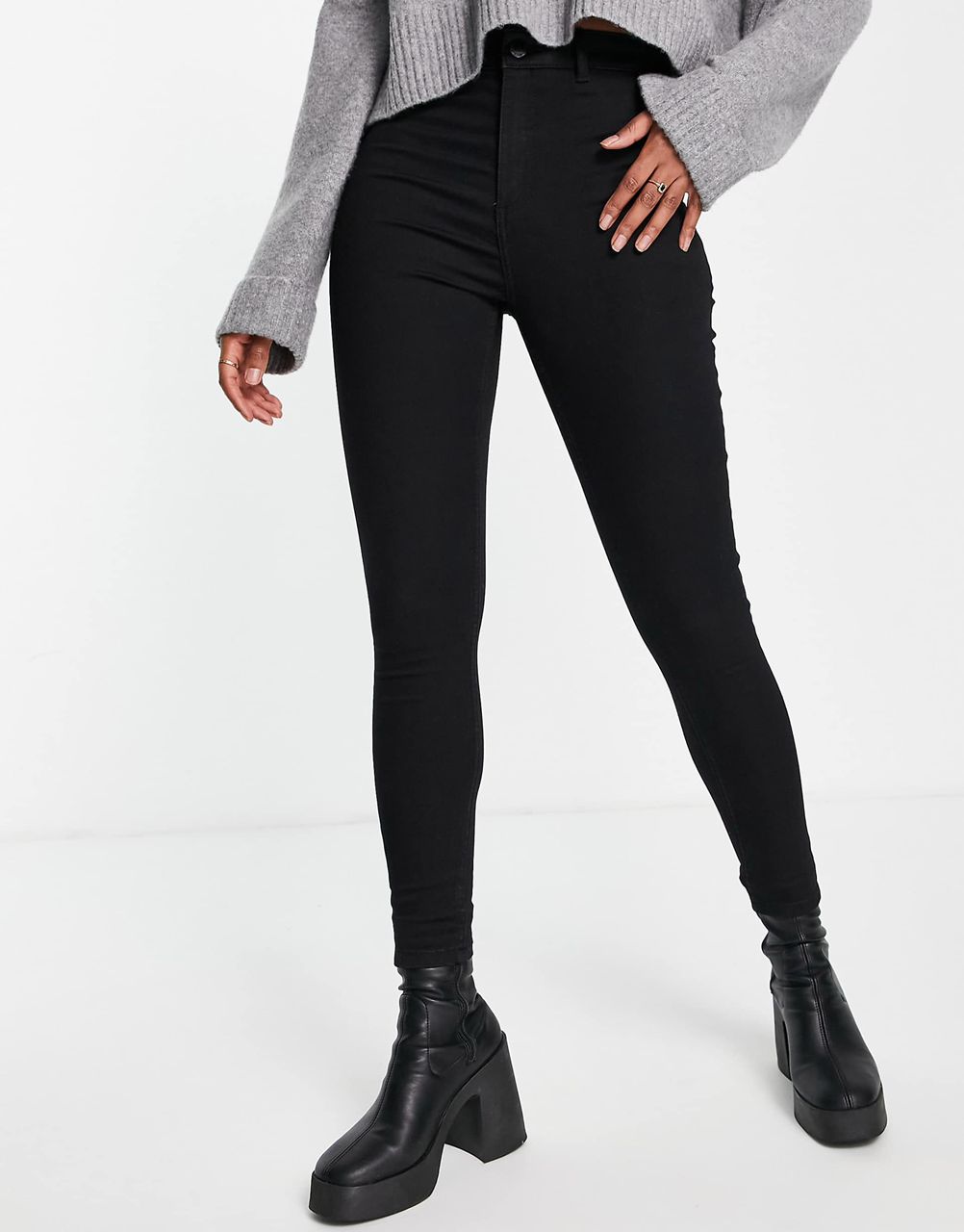 Steffi High Waist Skinny Jeans In Black