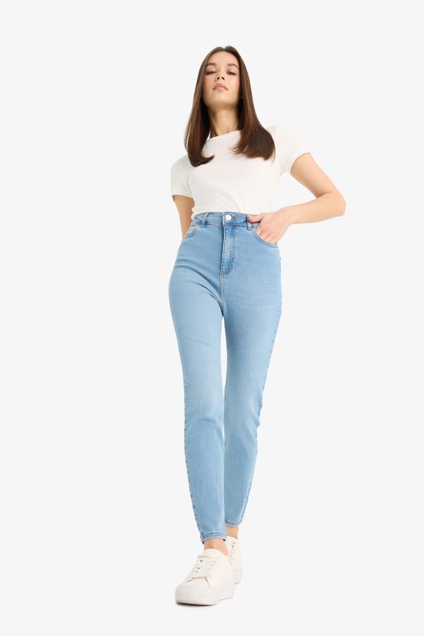 Skinny Fit High Waist Straight Leg Long Jeans