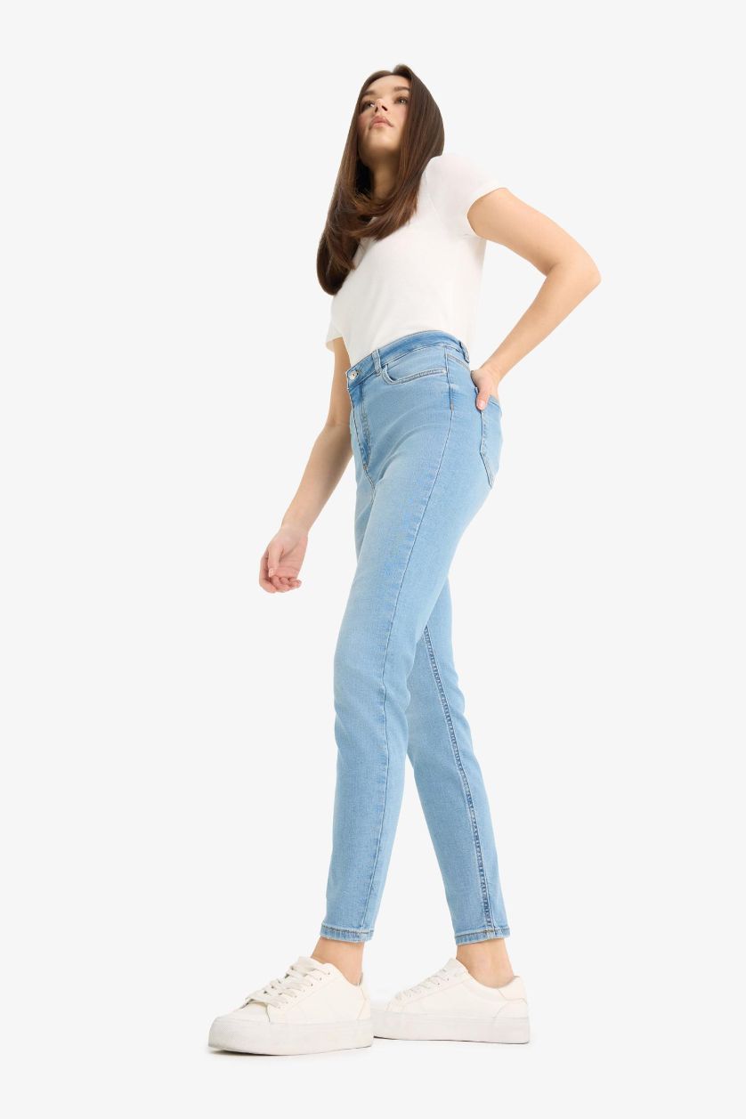 Skinny Fit High Waist Straight Leg Long Jeans