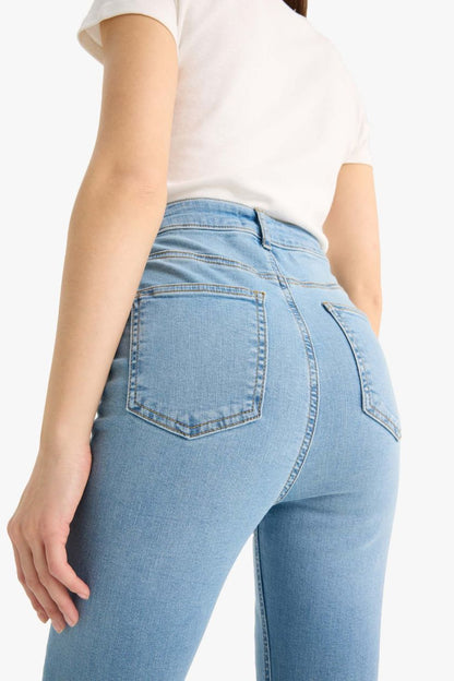 Skinny Fit High Waist Straight Leg Long Jeans