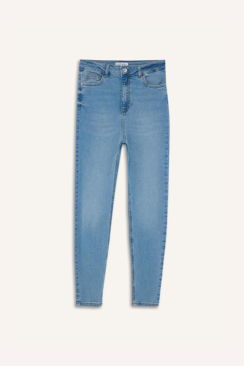 Skinny Fit High Waist Straight Leg Long Jeans
