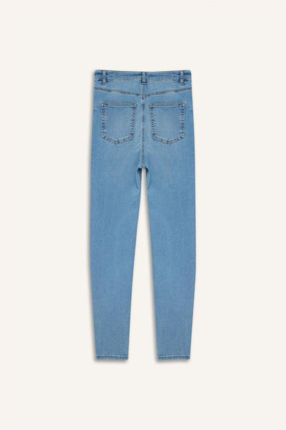 Skinny Fit High Waist Straight Leg Long Jeans