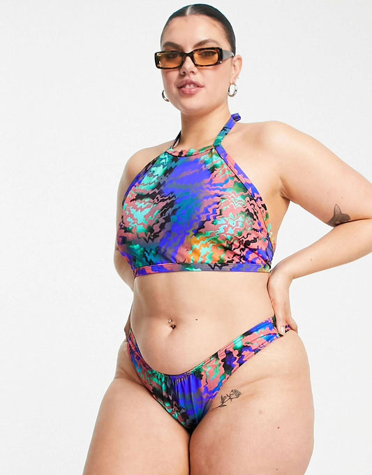 High Thigh Bikini Brief In Tiger Print  Co-ord