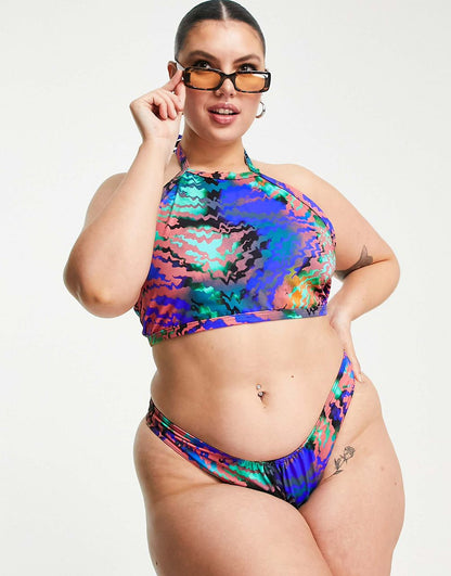 High Thigh Bikini Brief In Tiger Print  Co-ord