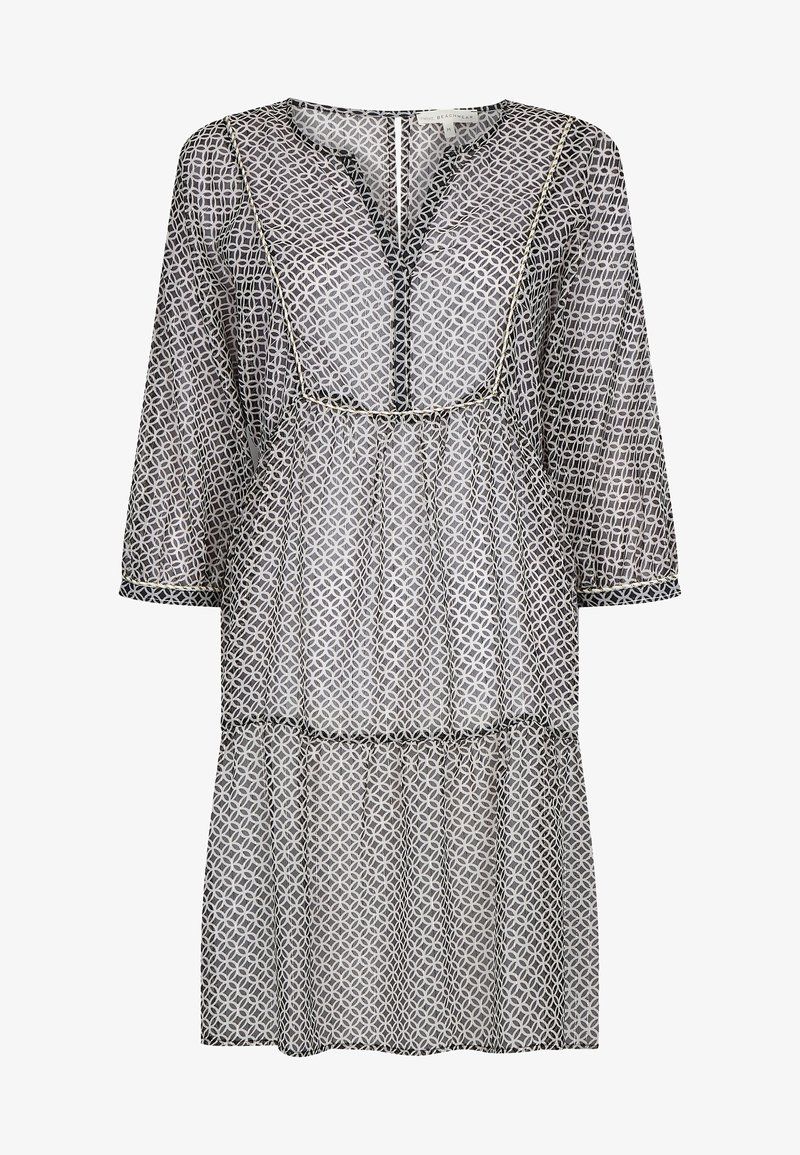 Sheer Black And White Long Sleeves Beach Dress