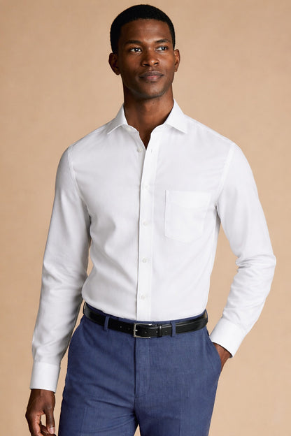 Non Iron stretch Mayfair Weave Slim Fit shirt white