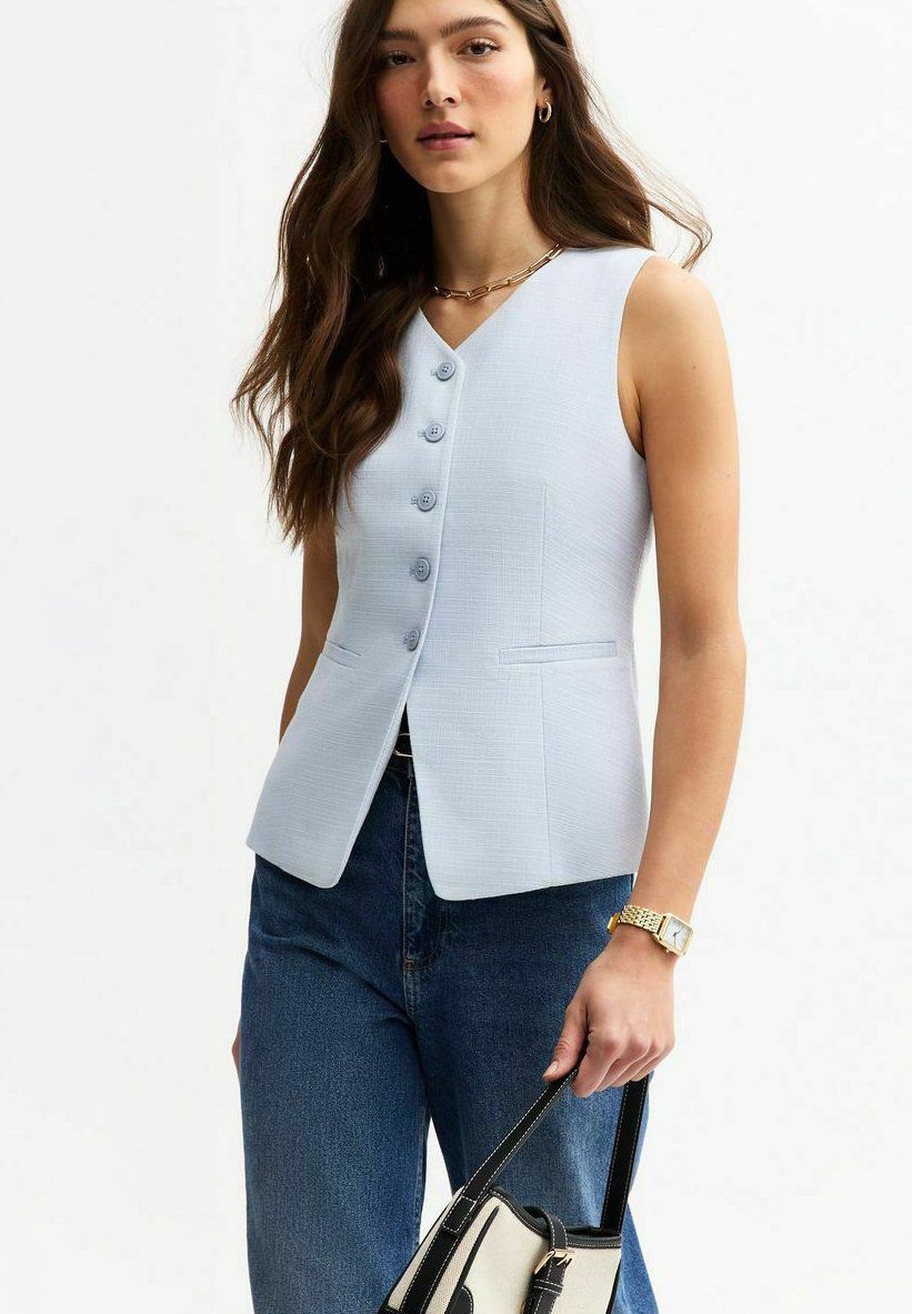 Light Textured Waistcoat Pale Blue