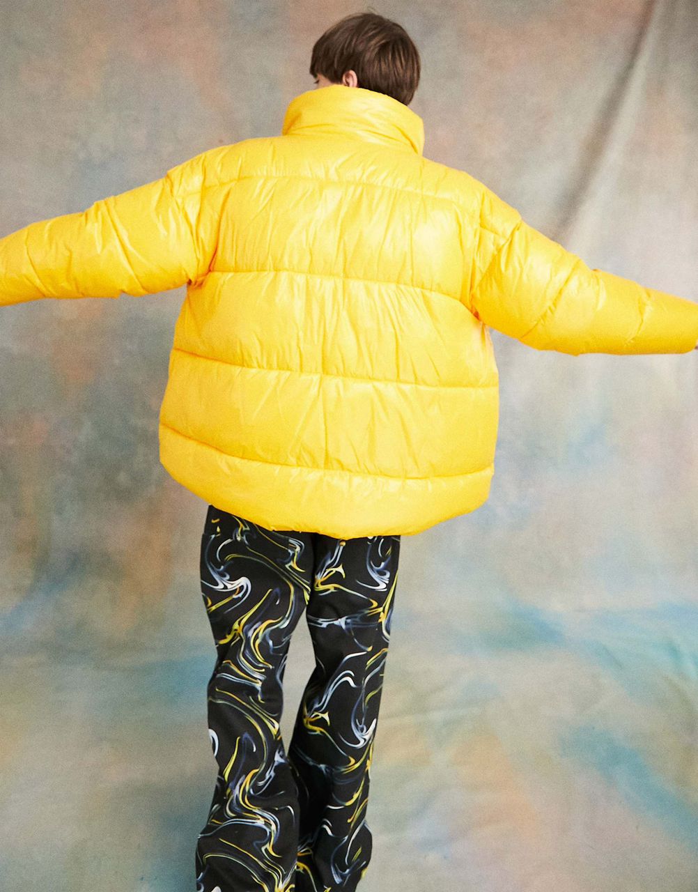 Unisex Nylon Puffer Jacket In Yellow
