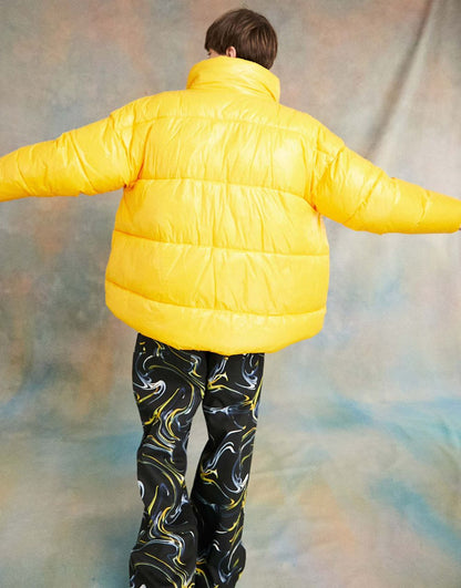 Unisex Nylon Puffer Jacket In Yellow