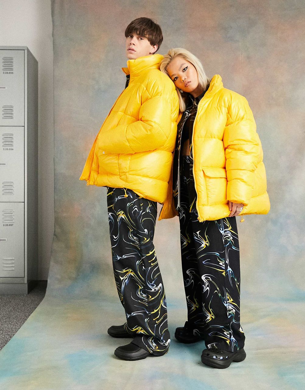Unisex Nylon Puffer Jacket In Yellow