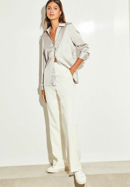Button Through Regular Fit Button Down Blouse Silver