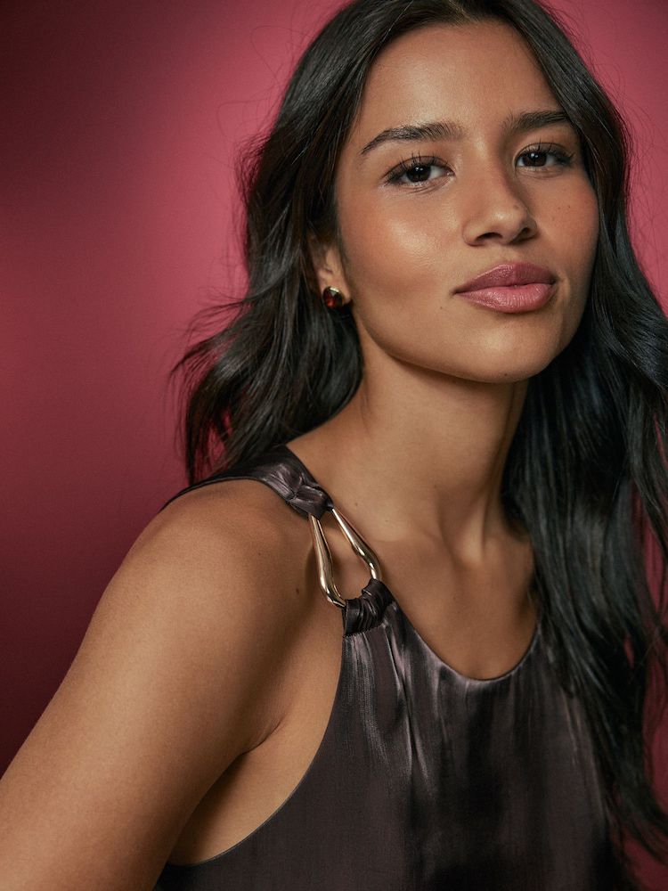 Chocolate Brown Metallic Scoop Neck Top