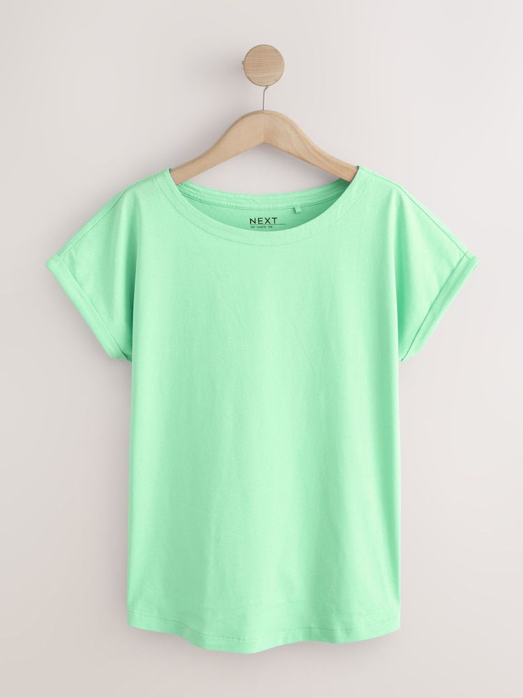 Regular Fit - Round Neck Cap Sleeve T-Shirt Basique Green