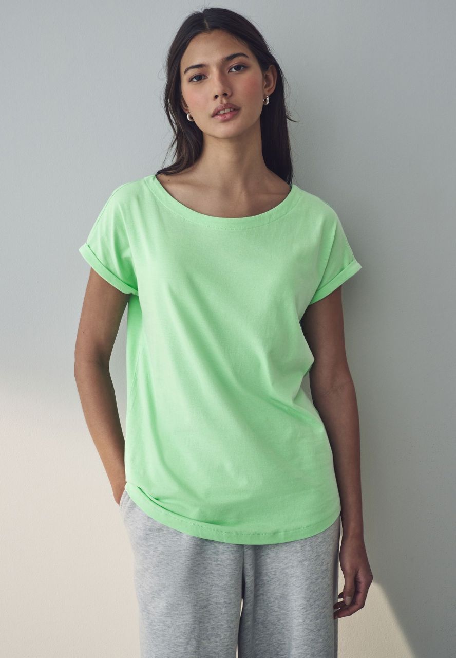 Regular Fit - Round Neck Cap Sleeve T-Shirt Basique Green