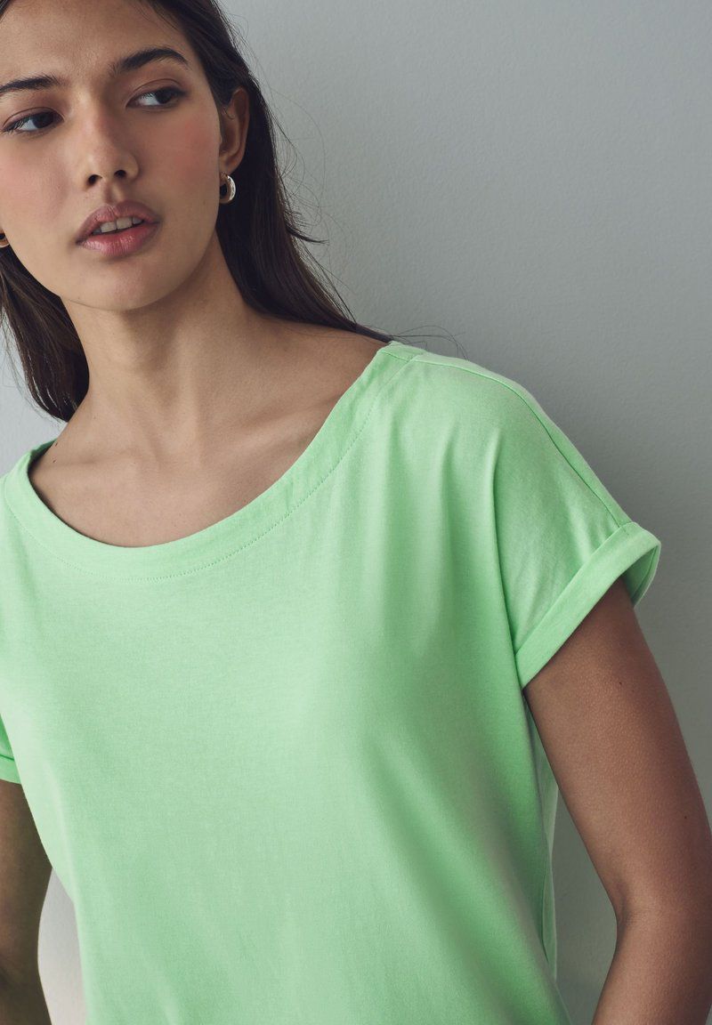 Regular Fit - Round Neck Cap Sleeve T-Shirt Basique Green