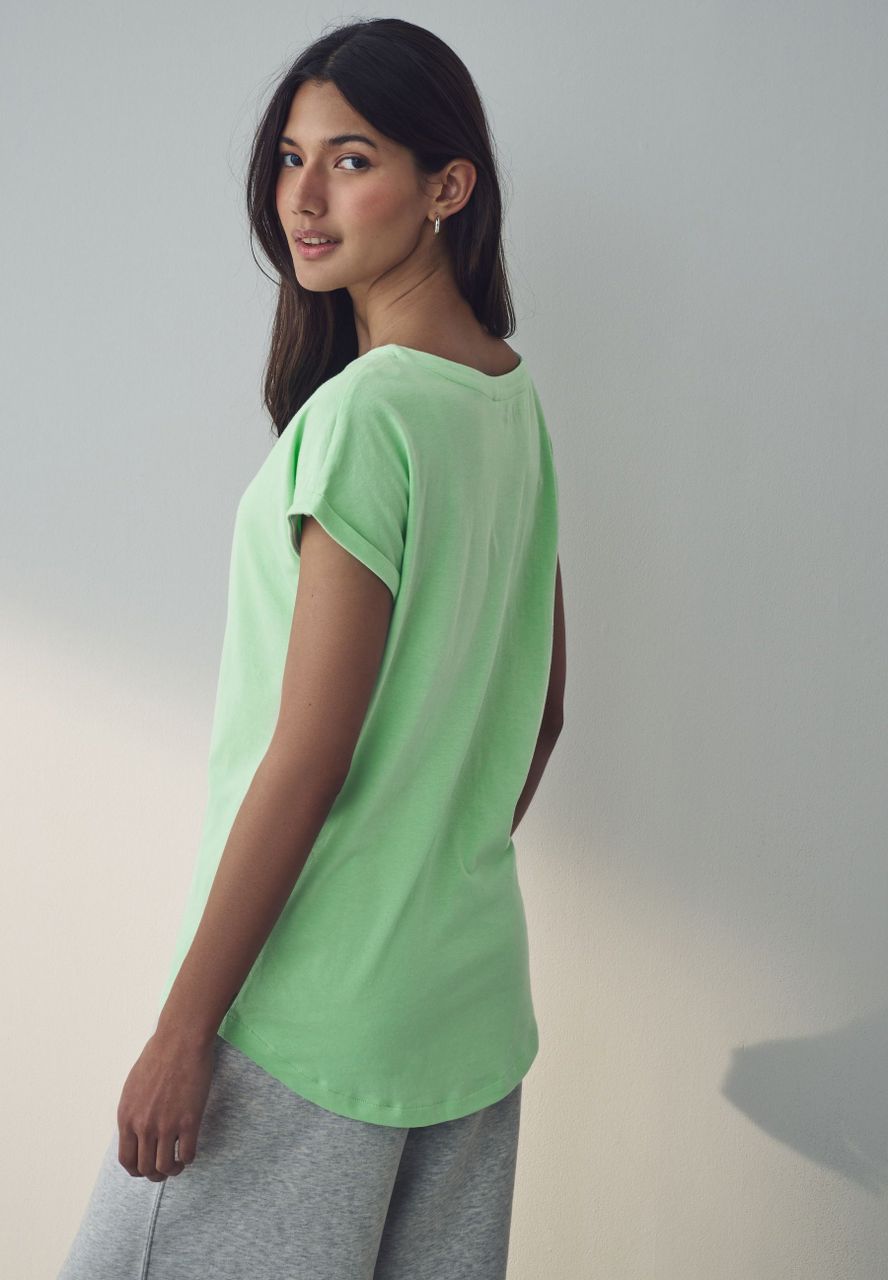 Regular Fit - Round Neck Cap Sleeve T-Shirt Basique Green