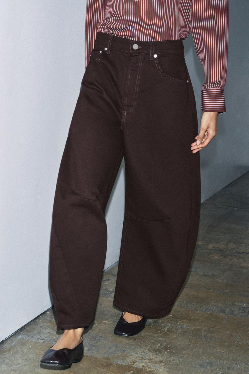 Mid Rise Balloon Jeans Brown