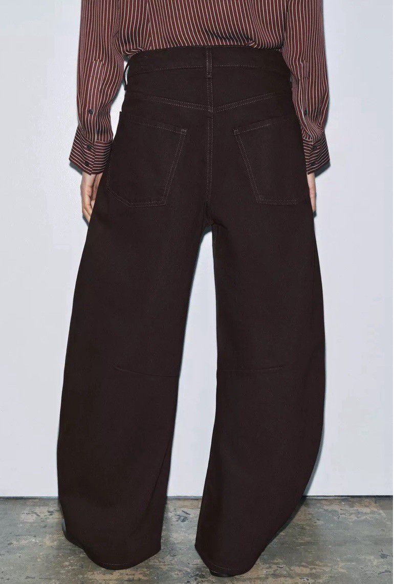 Mid Rise Balloon Jeans Brown